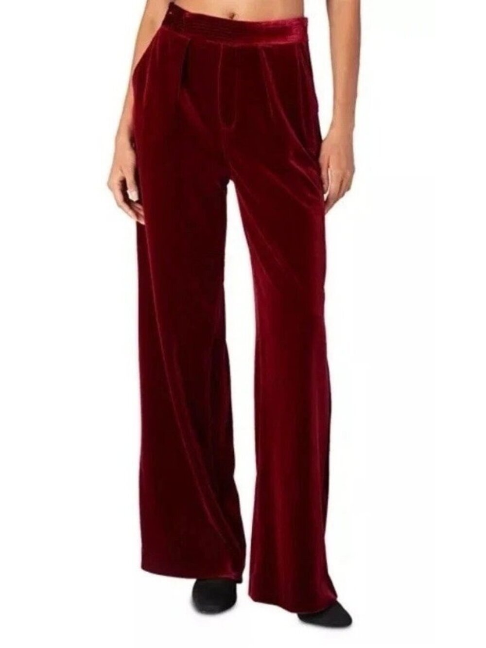 NWT Blanknyc Women's S Velvet Wide Leg Pants Burgundy Inseam 30" F1085